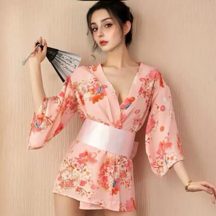 Pink Cherry Blossom Kimono - Style Sexy Set